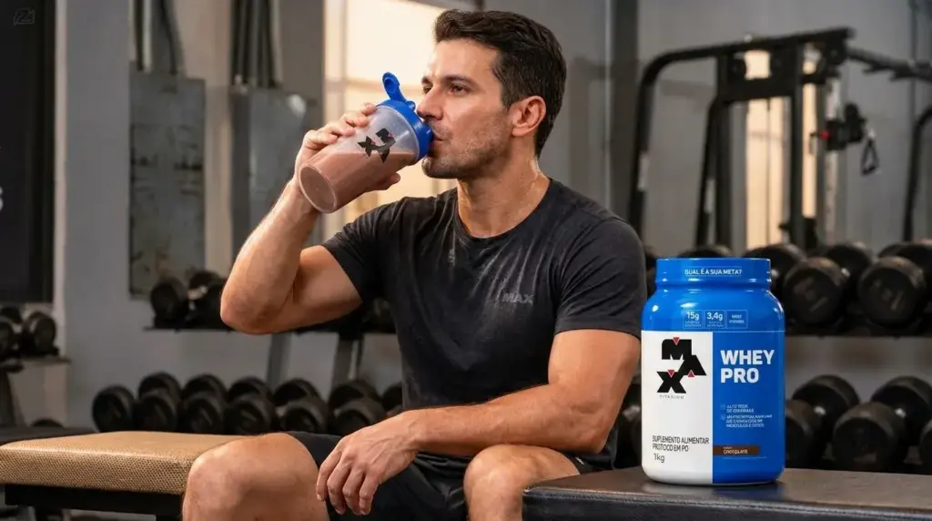 Homem tomando shake de chocolate