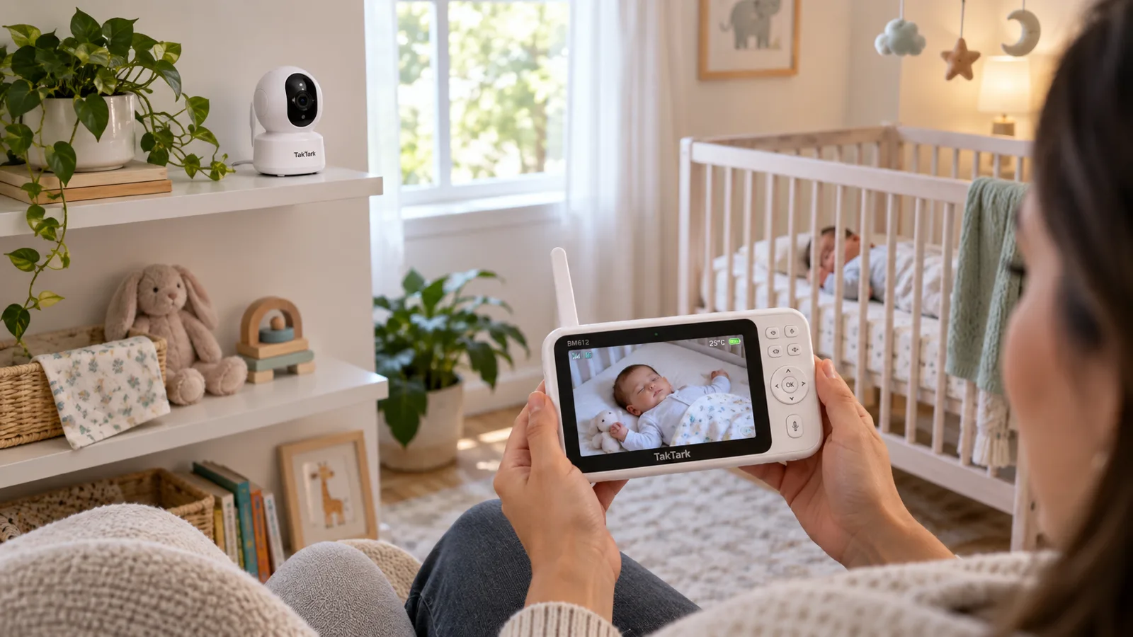 TakTark BM612 sendo utilizada para monitorar um bebê no berço